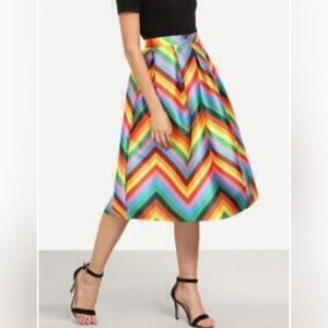 Vibrant Chevron Pattern A-Line Skirt NWOT